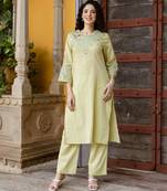 Green embroidered cotton 1 kurta bottom