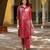 Red embroidered cotton 1 kurta bottom