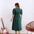 Teal green embroidered cotton dress