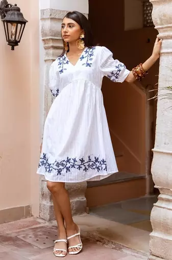 White embroidered cotton dress