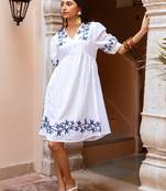 White embroidered cotton dress