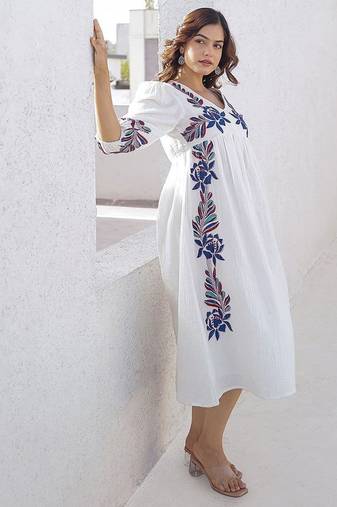 White embroidered cotton dress