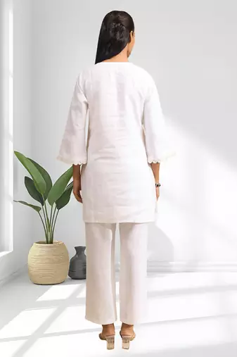 Off white cotton kurti set for women's