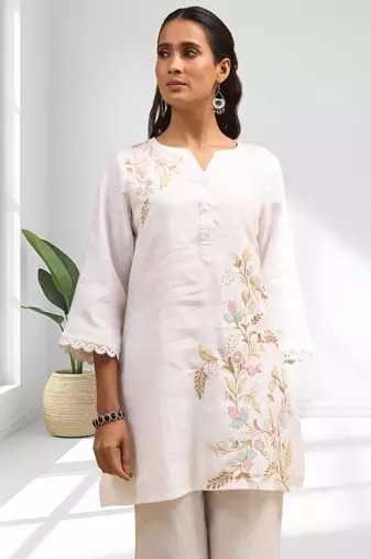 Off white cotton kurti set for women's