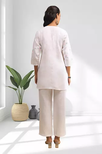 Off white cotton kurti set for women's