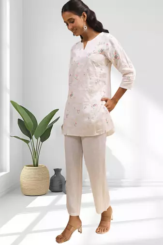 Off white cotton kurti set for women's