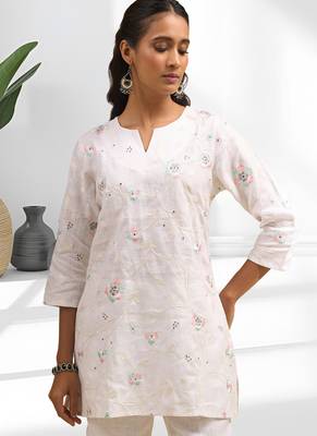 Off white cotton kurti set for women's 4