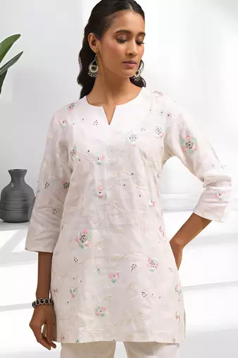 Off white cotton kurti set for women's