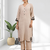 Beige cotton long kurti set for women's