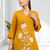 Orange cotton aari work kurta set for women's