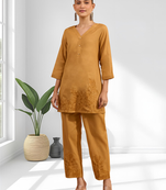 Coral cotton aari work kurta pant for women's