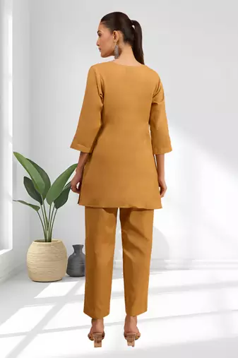Coral cotton aari work kurta pant for women's