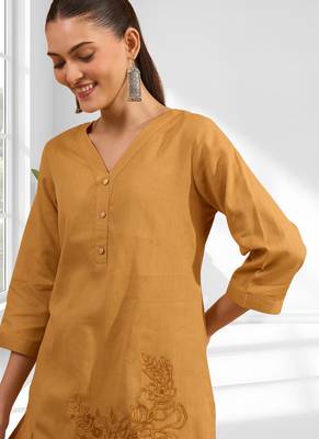 Coral cotton aari work kurta pant for women's 3