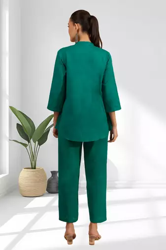 Rama green cotton aari work shirt pant for women's