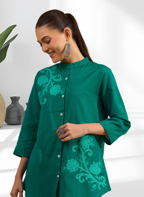 Rama green cotton aari work shirt pant for women's 4