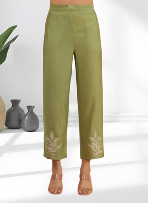 Pista green vertical silk shirt pant for women's 4