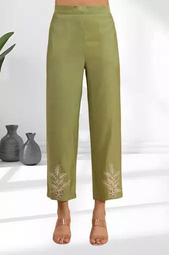 Pista green vertical silk shirt pant for women's