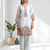 Sky blue vertical silk kurta pant for women's