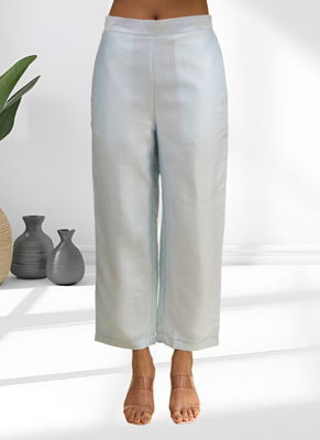 Sky blue vertical silk kurta pant for women's 4