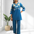 Teal vertical silk kurta sets for women's