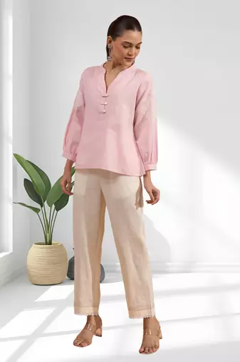 Pink cotton kurta sets for women's