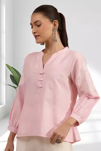 Pink cotton kurta sets for women's