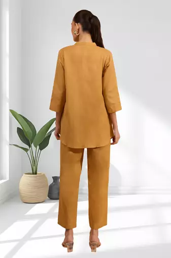 Coral cotton pant shirt for women's