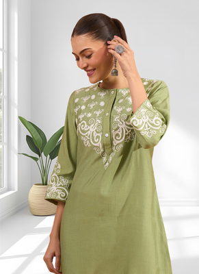 Pista green vertical silk only top for women's 2