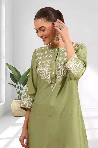 Pista green vertical silk only top for women's