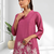 Pink vertical silk top with pants for women's