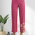 Pink vertical silk top with pants for women's