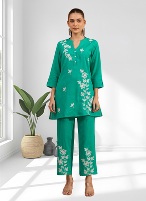 Sea green top with pants for women's 1