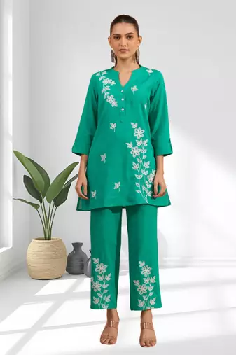 Sea green top with pants for women's