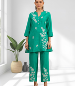 Sea green top with pants for women's