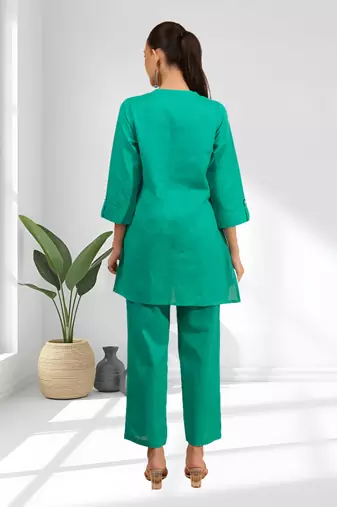 Sea green top with pants for women's