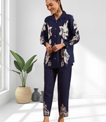 Blue cotton pant shirt for women's