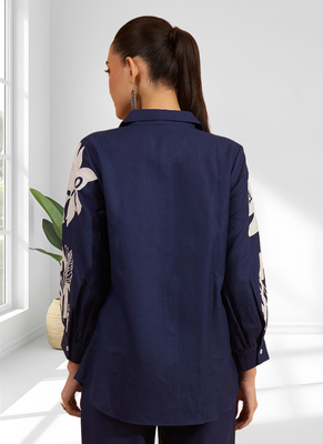 Blue cotton pant shirt for women's 2
