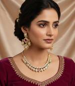 Bridal style kundan multi stone necklace set with earrings