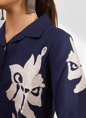 Blue cotton pant shirt for women's 4