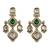 Bridal style kundan green stone necklace set with earrings