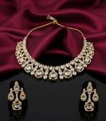 Traditional gold-finish moissanite white necklace jewellery set