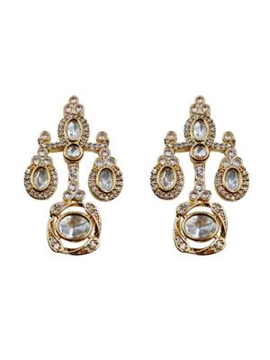 Traditional gold-finish moissanite white necklace jewellery set 4