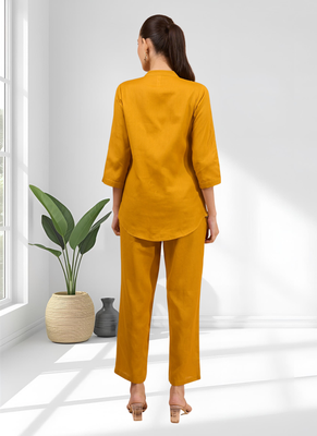 Orange cotton pant shirt for women's 2