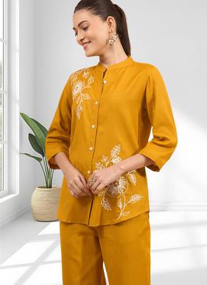 Orange cotton pant shirt for women's 3