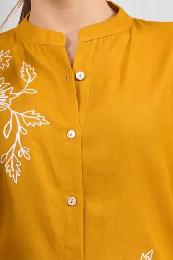 Orange cotton pant shirt for women's