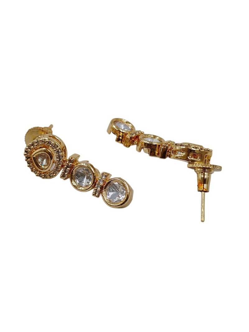 Gold-plated moissanite & white stone necklace set with matching earrings