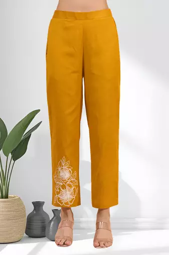 Orange cotton pant shirt for women's