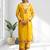 Yellow silk long kurti with pant for women's