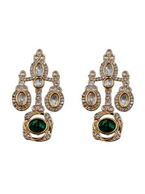 Traditional gold-finish moissanite green necklace jewellery set 4