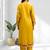 Yellow silk long kurti with pant for women's